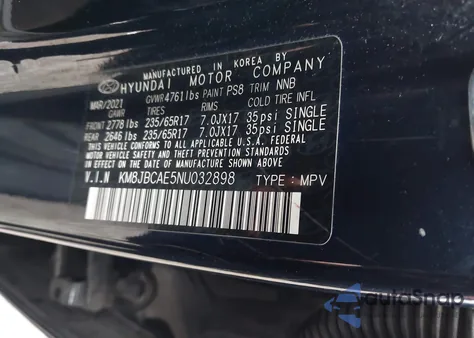 2022 Hyundai Tucson Sel from USA, damaged, VIN KM8JBCAE5NU032898